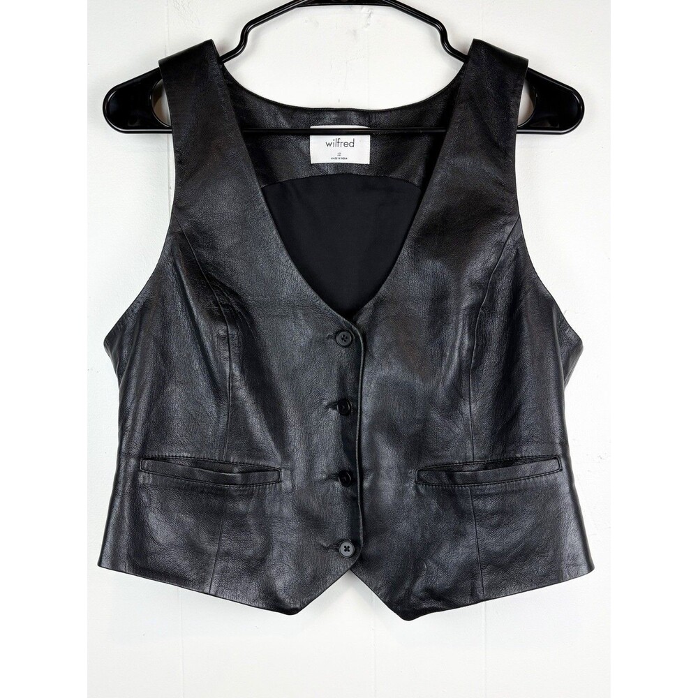 Aritzia Wilfred Vest Black Vegan Leather Women's Size 12 Minimalist Modern
